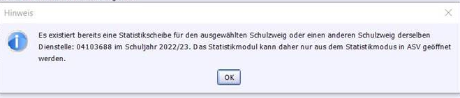 ESS Fehlermeldung: Es existiert bereits eine Statistikscheibe ...