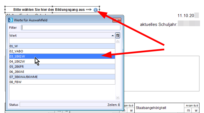 Bildungsgang auswählen